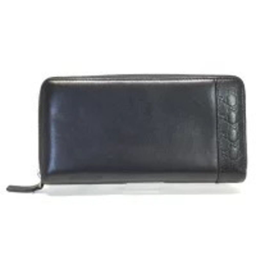 Gucci Leather Round Wallet Black Bill Long Wallet Card Zipper